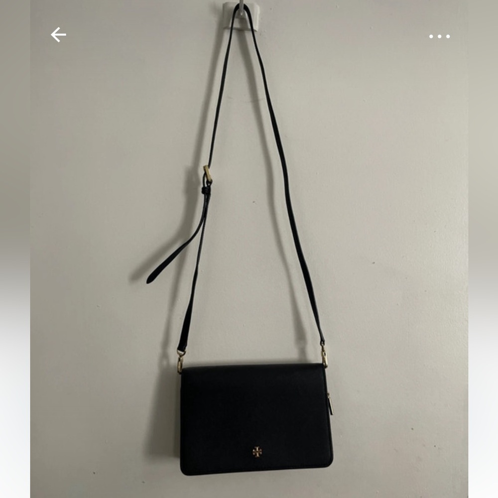 Tory Burch Black Crossbody Bag with Gold Accents